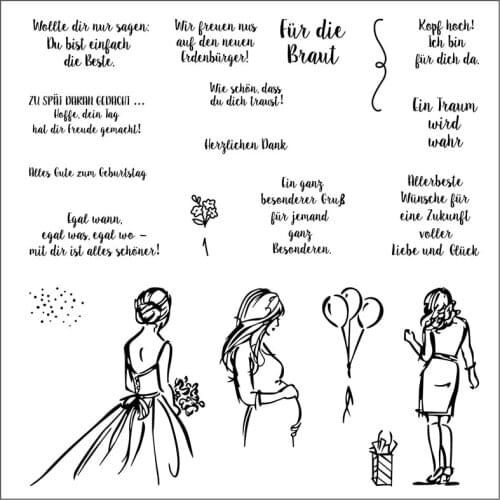 German Pregnant Woman Text Silicone Clear Rubber Stamp Sheet Cling Scrapbooking DIY Cute Pattern Photo Album Paper Decoration