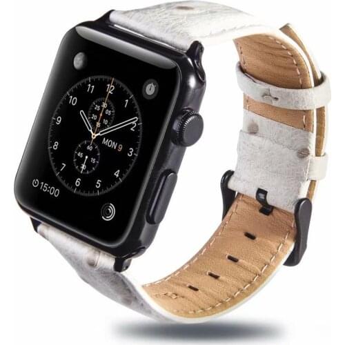 Ostrich leather cowhide for Apple Watch brand 38mm 40mm 42mm 44mm cow leather strap bracelet Apple Watch Series 5 4 3 2 1