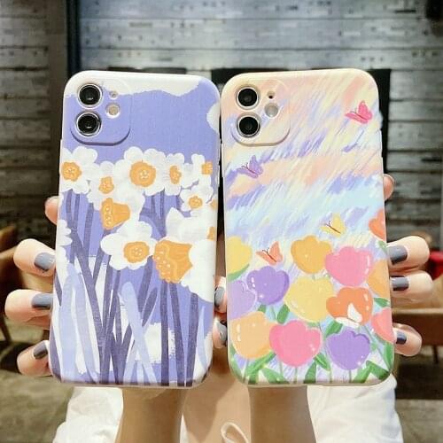 Cartoon Floral Flower Painting Case For Xiaomi Redmi 9T 9C NFC 9A 9AT Note 10 9 8 Pro 7 8T 10T 10S 9S 5 Soft Silicone Cover Case