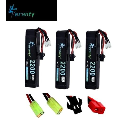 TERANTY 2200mAh 11.1V Lipo Battery Water Guns Air Pistol Electric AKKU RC Parts 11.1V 2200mAh 35C battery For Airsoft Gun BB Toy