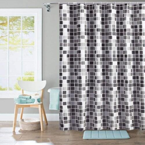 Waterproof Mosaic Plaid Shower Curtain Thicken Mildew-Proof Bathroom Curtain Modern Bathtub Curtains With Hooks Home Decor