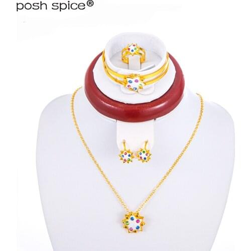 Bridal Jewerly Rainstone Star Jewelry sets for baby accessories Kids Bangles Earring Rings Sets African jewerly charms