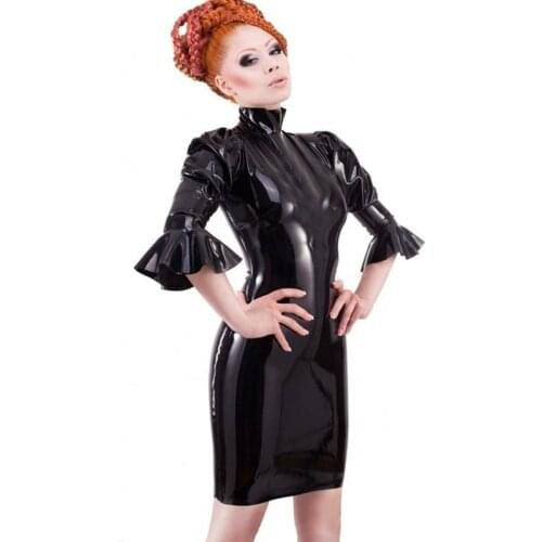 Women Dress Flare Sleeve BodyconClubwear Fashion Cosplay Costumes Women Pole Dance Zipper Dress Plus Size 7XL