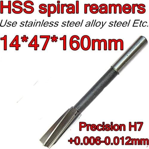 14*47*160mm 1pcs Processing length 47mm Petiole 12.5mm HSS spiral reamers drill Precision H7 +0.006-0.012mm