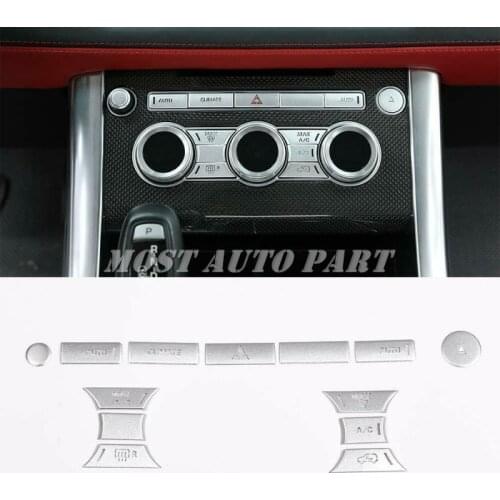 Aluminum Alloy Interior Central Air & Volume Control Button Cover Trim For Land Rover Range Rover Vogue 2013-2017 13pcs