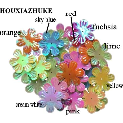 32 mm cream mixed colors six petals sequin flowers 400 pcs per lot for dance dress decoration