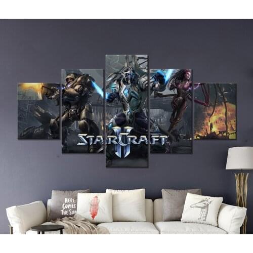 5pcs Alarak and Queen of Blades StarCraft II Video Games Art Canvas Paintings Wall Art Bedroom Decoraiton