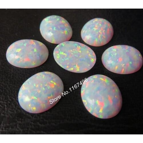 50pcs/lot OP17 Snow White 10x12mm Oval Cabochon Opal Synthetic Oval Cabochon Fire Opal Stone for DIY Jewelry