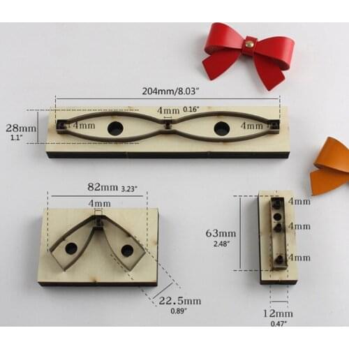 97QE 3Pcs Bowtie Scrapbook Embossing Wooden Die Cutting Leather Mold Bow Shape Molds