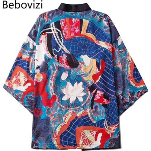 Bebovizi 2021 Japanese Style Print Thin Kimono Cardigan Tops Summer Women Clothing Jacket Shirt Male Traditional Yukata Haori