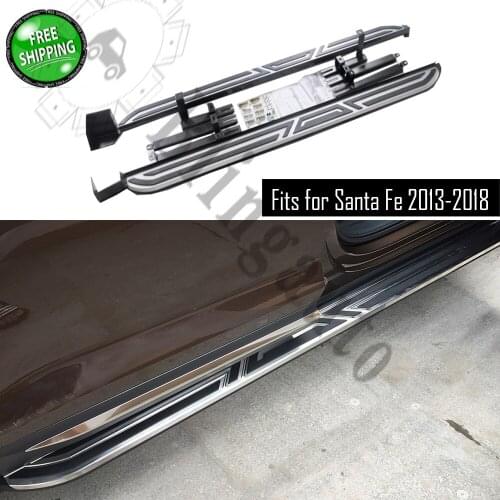 Side step fits for Hyundai Santa Fe 2013-2018 running board nerf bar 2Pcs left right Aluminium side step side pedal stairs