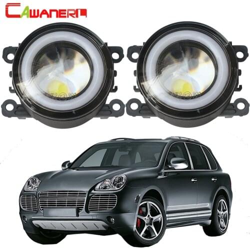 Cawanerl For Porsche Cayenne 955 2002-2015 Car H11 LED Fog Light COB Angel Eye Daytime Running Light 3000LM 12V 2 Pieces