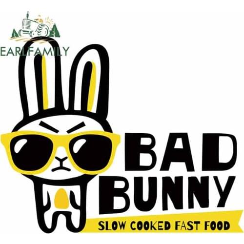 EARLFAMILY 13cm x 10.9cm For Bad Bunny Graffiti Car Stickers Decoration Decal Campervan Air Conditioner Sunscreen Decoration