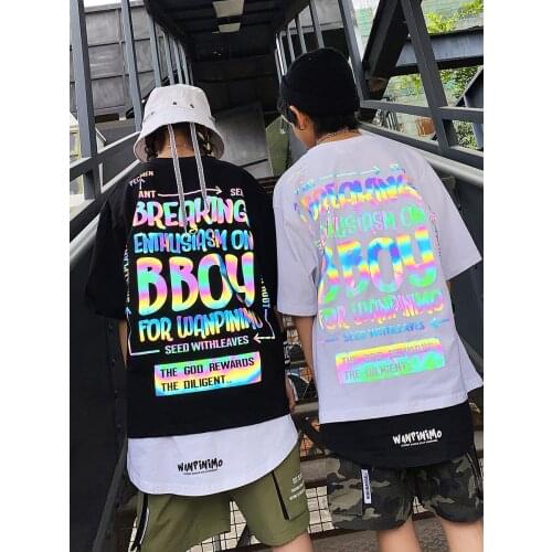 Boys Loose Short Sleeve T-Shirts Hiphop Shorts Girls Jazz Dance Costumes Children Summer Hip Hop Modern Dance Clothing DQS6985