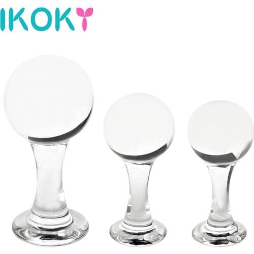 IKOKY Crystal Glass Vagina Ball Anal Plug Butt PLug Sex Toys for Women Masturbation Prostate Massage Erotic S/M/L Sex Products