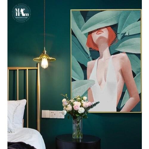 Delicate Girls green plant Wall Art Canvas Painting Nordic Posters And Prints Fashion Figures wall Pictures For Living Room