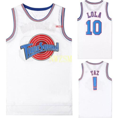 Movie Cosplay Costumes Space-Jam Tune-Squad #1 BUGS #10 LOLA Bunny Basketball Team Jersey Stitched Number Tops Sports Uniform