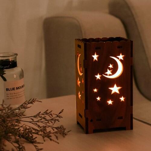 Creative log hollow colorful moon starry sky romantic lucky star projection lamp projection creative atmosphere night light home