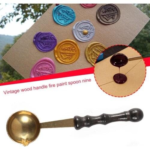 Retro Fire Spoon Nine Cartoon Fire Seal Copper Spoon Vintage Wax Seal Black Can Be Erased with A Rag Golden Code Art Not Hot