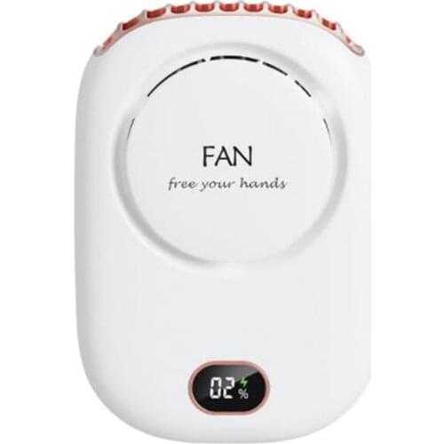 New Product Lazy Neck Fan USB Charging Mini Digital Display Neck Hanging Fan Leafless Fan Desktop Wind Fan 3 Wind Speed