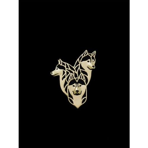 Trendy Siberian Husky family animal brooches plated silver plated men brooches fashion jewelry hand of king