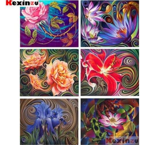 Kexinzu Full Square/Round Drill 5D DIY Diamond Painting "Abstract flower" 3D Embroidery Cross Stitch 5D Home Decor Gift K0154