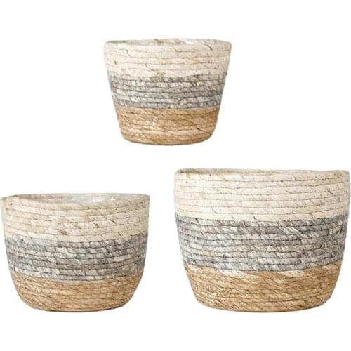 Woven Planter Basket Handmade Plant Pot Versatile Storage Baskets Flowerpot Organizer Basket Plants Holder Handmade Woven Basket