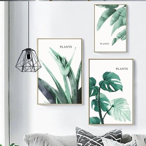Simple and Elegant Watercolor Small Fresh Plant Canvas Painting Modern Nordic Living Room Restaurant Decor Wall Art Pictures