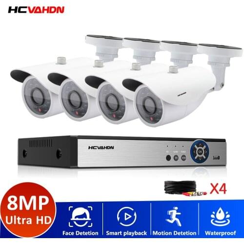 AI 4K 8CH Face Playback DVR H.265 Security System IR Night Vision P2P CCTV Kit Waterproof Doom Security Video Surveillance Set