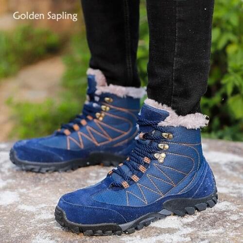 Golden Sapling Warm Plush Snow Boots Fashion Mens Leisure Shoes Lightweight Retro Men Boot Classic Winter Walking Trekking Shoe