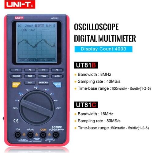 UNI-T UT81C/UT81B Real-Time Sample Rate Handheld Oscilloscope Digital Multimeter AC DC Resistance Capacitance Frequency Meter
