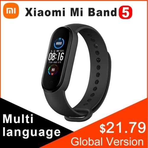 In Stock Xiaomi Mi Band 5 Smart Bracelet 1.1" AMOLED Colorful Screen Heart Rate Fitness Tracker Bluetooth 5.0 Waterproof Miband5