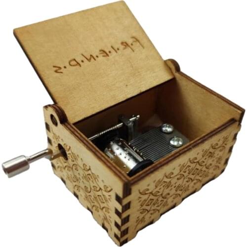 1PCS Wooden Hand Cranked Music Box With FRIENDS Music For Kids Gifts Birthday Valentines Day Gift New Year Christmas Gift