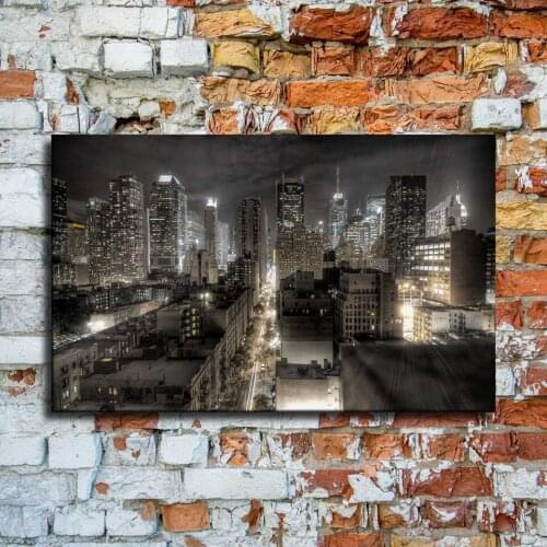 Canvas Painting 1 Piece Dark New York City Buildings Skyline Night Picture Modern HD Printing Type Wall Artwork Home Decorative