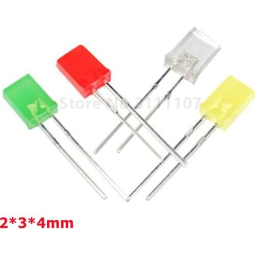 100PCS/LOT 2*3*4mm Square LED Kit Red Yellow Green Blue White 5 Colors Light-Emitting Diode Kit 2X3X4 LED Diode each color 20pcs