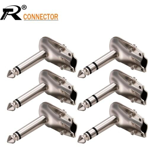 12pcs 90Degree Right Angle 6.35 mm Mono 2 Pole Jack Plug 6.35mm Guitar Phono Pancake 1/4 Inch Connector