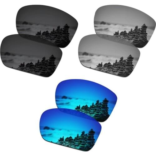 SmartVLT 3 Pairs Polarized Sunglasses Replacement Lenses for Oakley Big Taco Stealth Black and Silver Titanium and Ice Blue