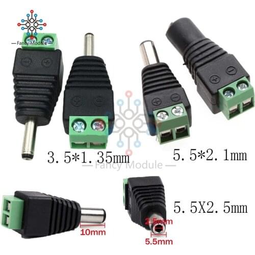 5PCS 12V 24V male and female DC Power plug 3.5x1.35MM 5.5x2.1MM 5.5x2.5MM CCTV Jack Adapter Connector Plug TV conversion adapter