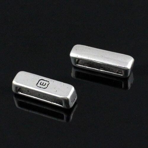 50pcs/lot Silver Tone Slider Flat Tube,for Bracelet Necklace Cord Beads watch Chain Beads DIY Accessory 18x5mm fit:13x2mm K04316