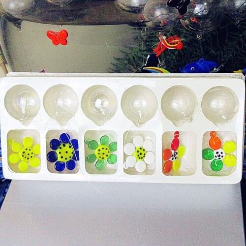 6pcs Hot Custom Handmade Glass Flower Pendant floating glass bubble statue aquarium decorations miniature glass plant ornaments