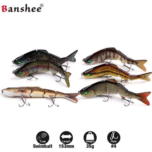 Banshee 6pcs/lot 153mm 35g Nexus Prophecy VMJ04-6 Multi Jointed Minnow Fishing lure Best Rattle Sound wobbler Sinking Swimbait