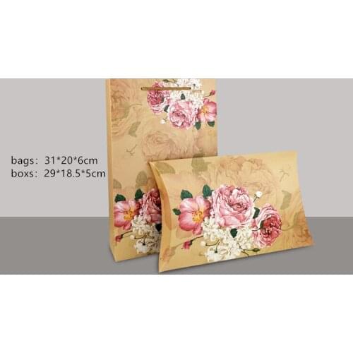 Large Peony flower box gift box large kraft pillow boxes for scarf packaging, pillow shape gift boxes for wedding