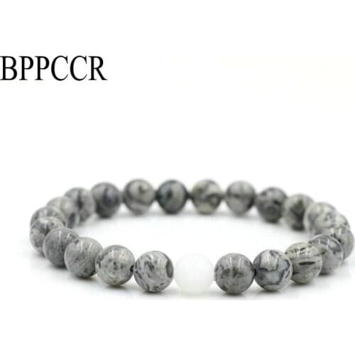 BPPCCR Black White Marble Stone Distance Bracelets Women Men Strand Energy Bracelets & Bangles Lovers Gifts Valentines Day