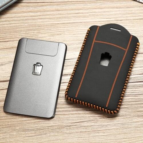 Car key cover case keychain for Toyota crown 2012 2014 2016 2017 car remote key ring genuine leather