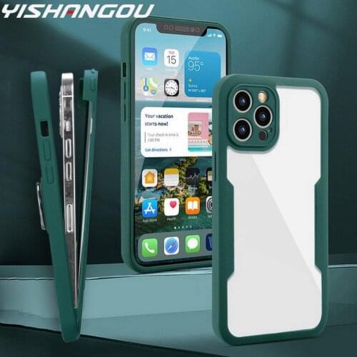 360° Full Protection Case For iPhone 11 12 Pro Max 11 Pro XS Max XR X 7 8 Plus SE 2020 Silicone Ring Stand Shockproof Case Cover
