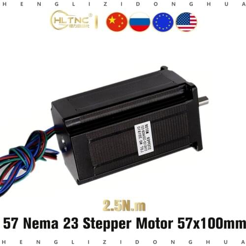 2 phase nema 23 stepper motor 57x100mm 2.5Nm Nema23 CNC stepping motor 4 wire 357Oz-in D=8mm for CNC lathe machine 3D printer