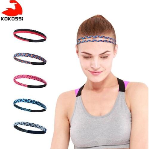 KoKossi 1PCS Weave Elastic Yoga Sweatband For Women Men Running Hair Bands Fitness Sweat Bands Sport Silicone anti-skid Headband