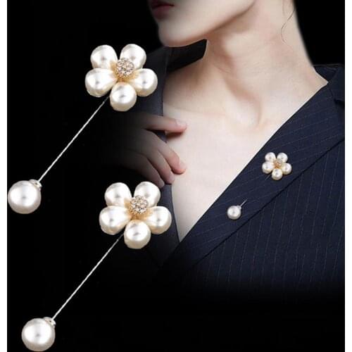 Elegant Women Brooch Pin Flower Faux Pearl Brooch Pin Lady Cardigan Shirt Shawl Breastpin Jewelry Womans accesories