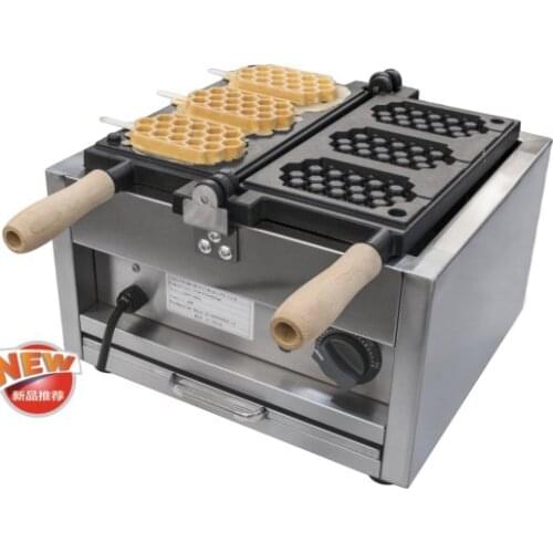 Electric 3 PCS Honeycomb Shape Waffle Maker Waffle size 120*70MM For Commercial waffle machine