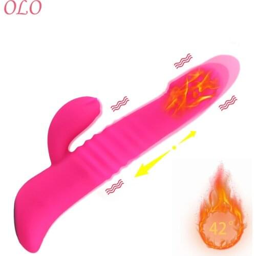 OLO G Spot Dildo Female Masturbator Rabbit Vibrator Clitoris Stimulator Heating Rotating Dual Vibration Sex Toys For Women